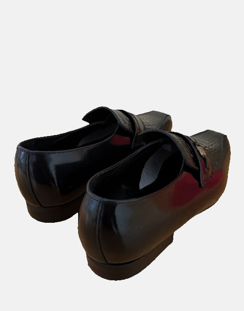 John Drake Leather Black Mocassin
