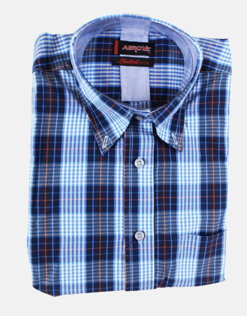 AERO Blue Checkered S/S Shirt