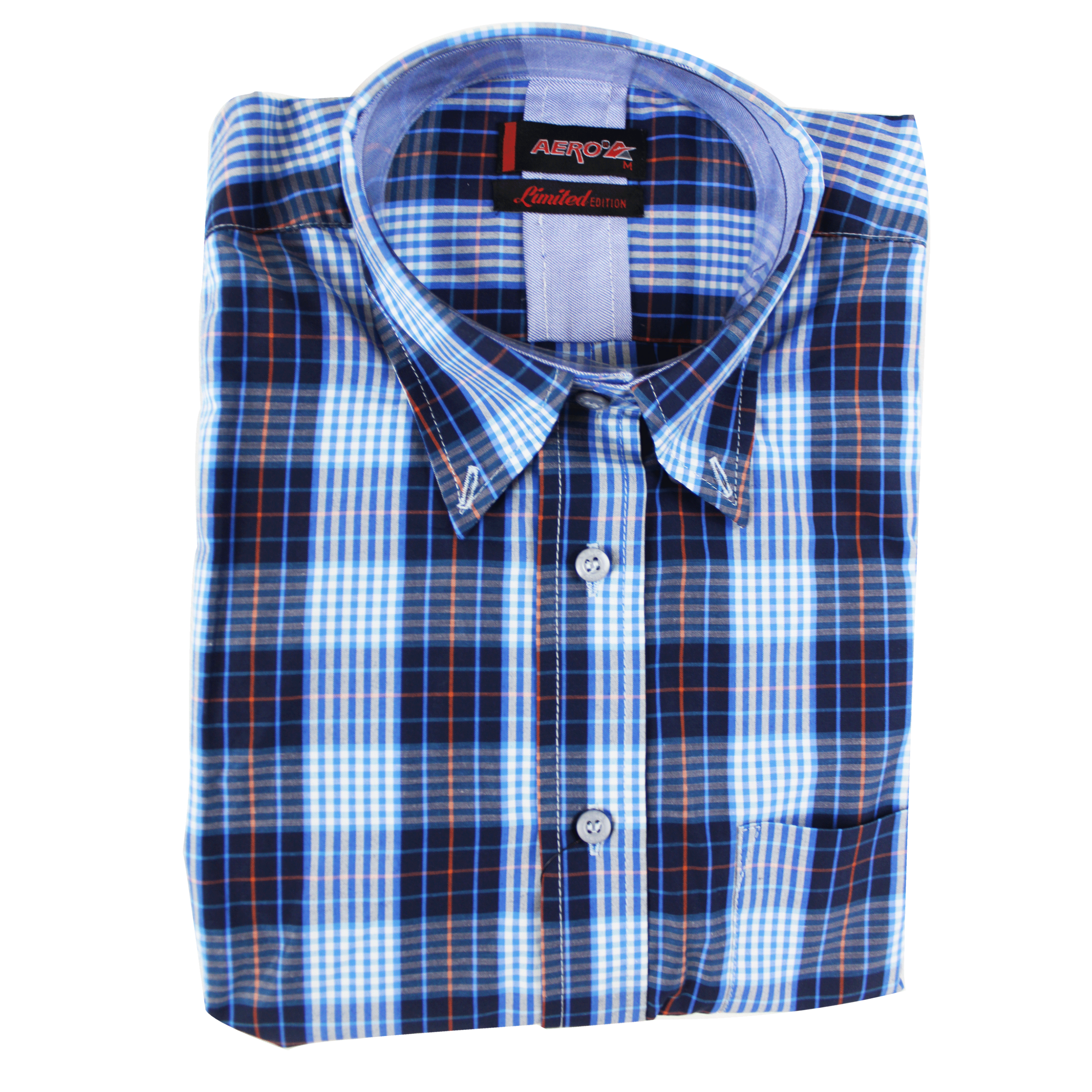 AERO Blue Checkered S/S Shirt