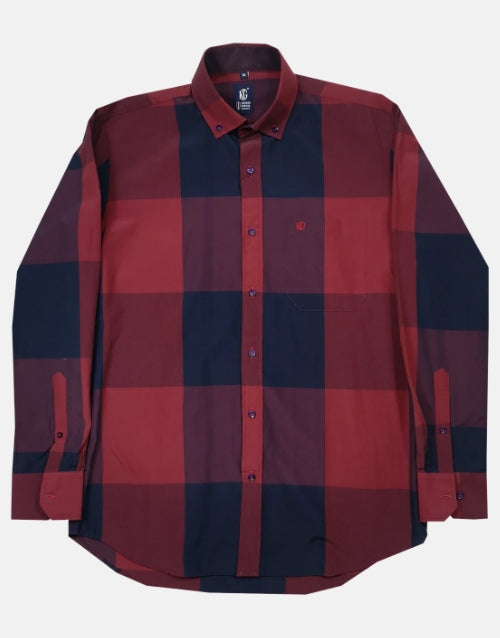 KG Burgundy Slim Fit Check Shirt