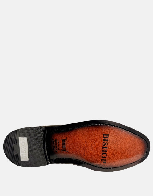 BISHOP Black Oxford Semi Brogue Leather Shoe