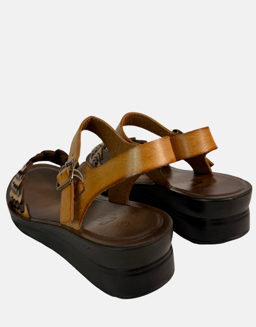 Ladies Carlo Bossi Platform Beige Brown Sandals