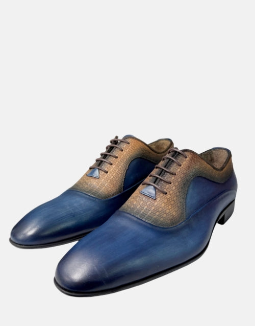 Calvano Formal Mens Two Tone Blue/Brown shoe