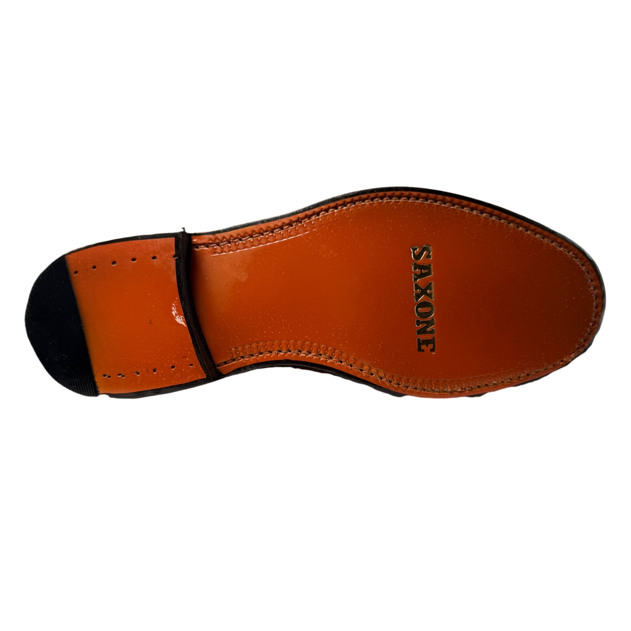 SAXONE Leather Tan Toe Cap Shoe
