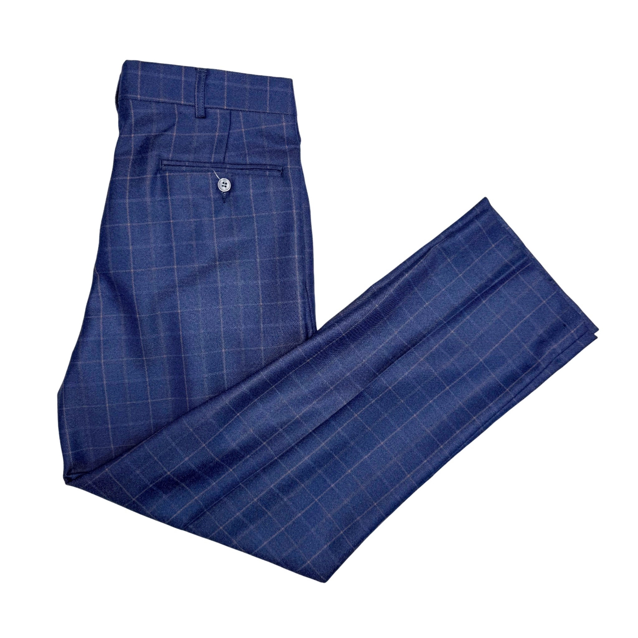 Navada Navy 2 Pleat Check Trouser