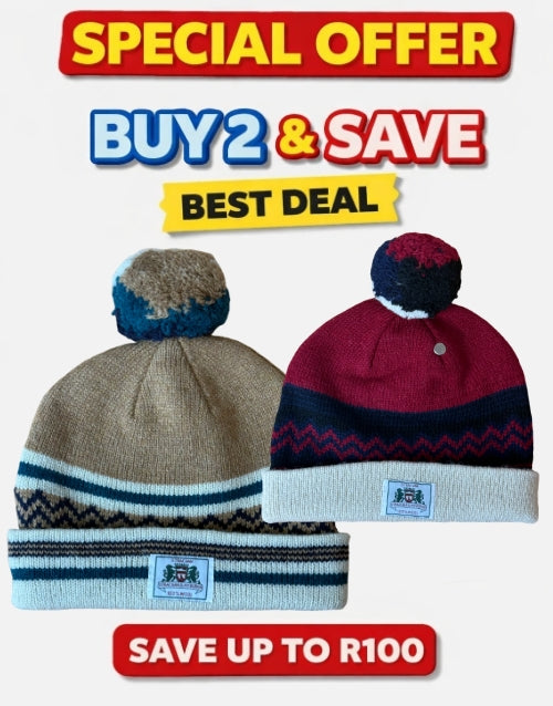 2 X STRACHAN & MYBURGH 100% Wool Beanie