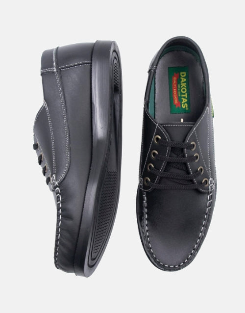 Dakotas Carson Leather Dockside Boat Shoe Black