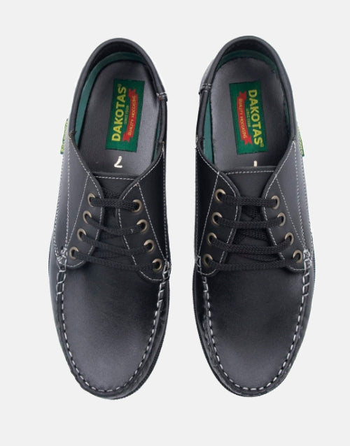 Dakotas Carson Leather Dockside Boat Shoe Black