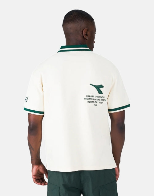 Diadora Ace White Green Polo Shirt