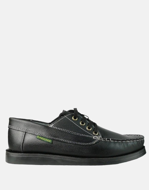 Dakotas Carson Leather Dockside Boat Shoe Black