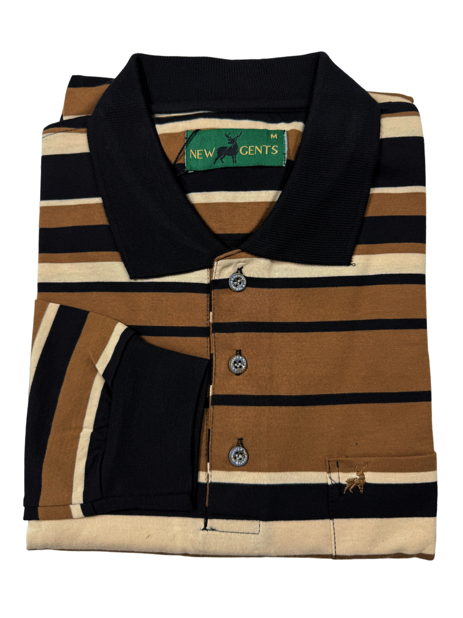 NEW GENTS Camel Striped LS Golfer