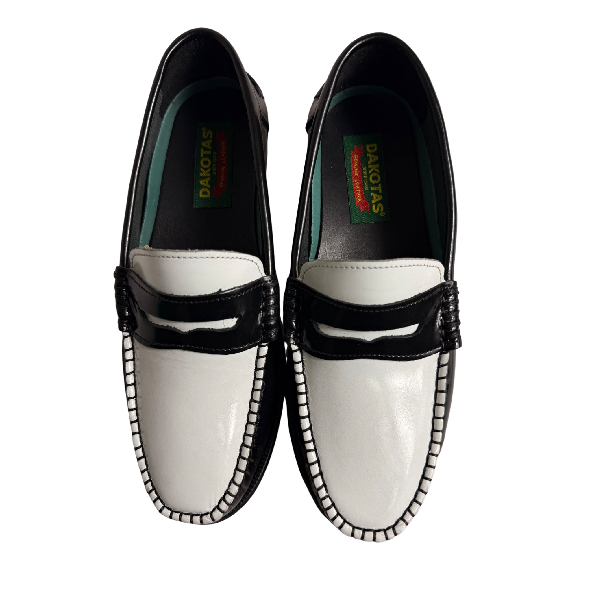 Dakota Leather Black & White Moccasin Shoe