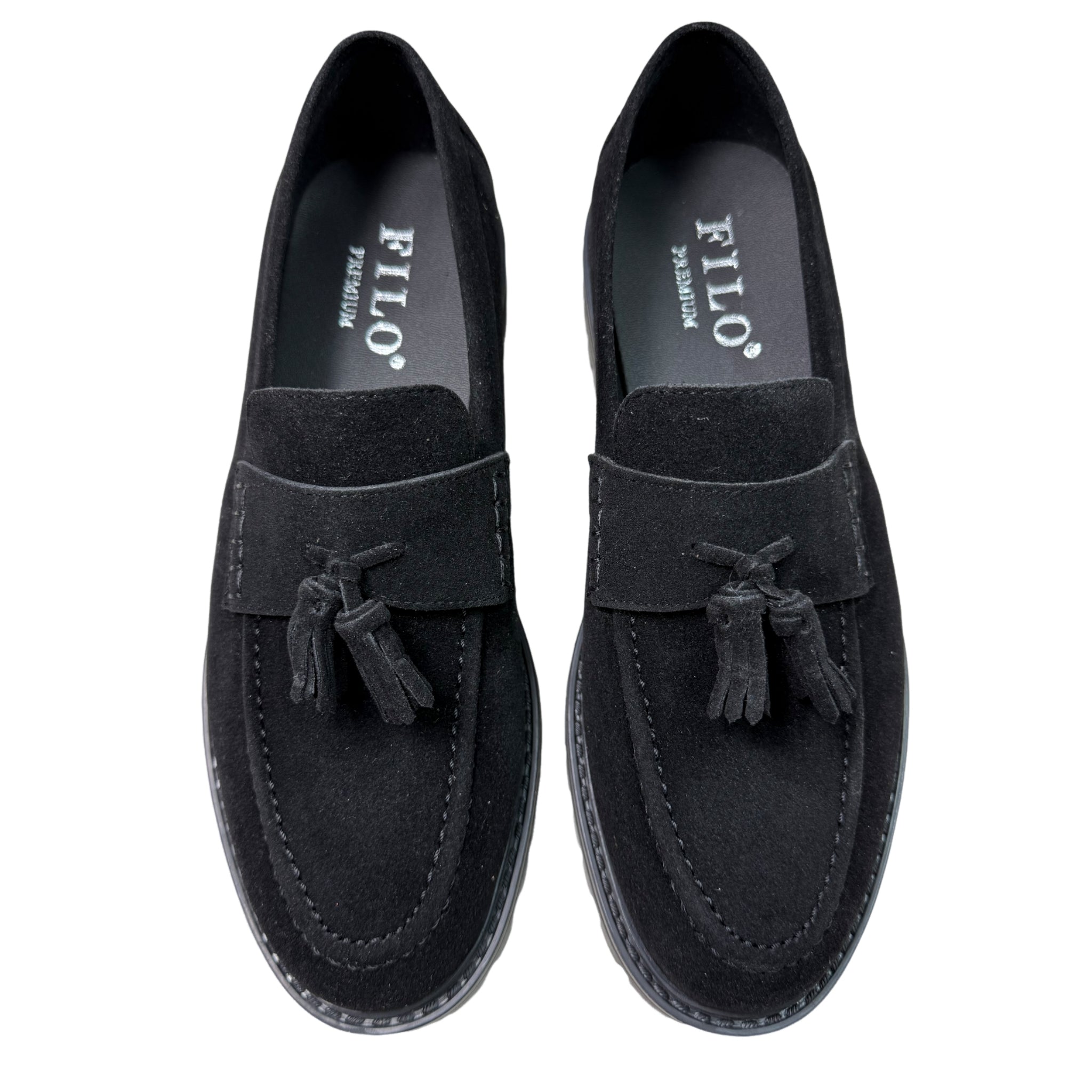 Filo Black Suede Tassel Moccasin