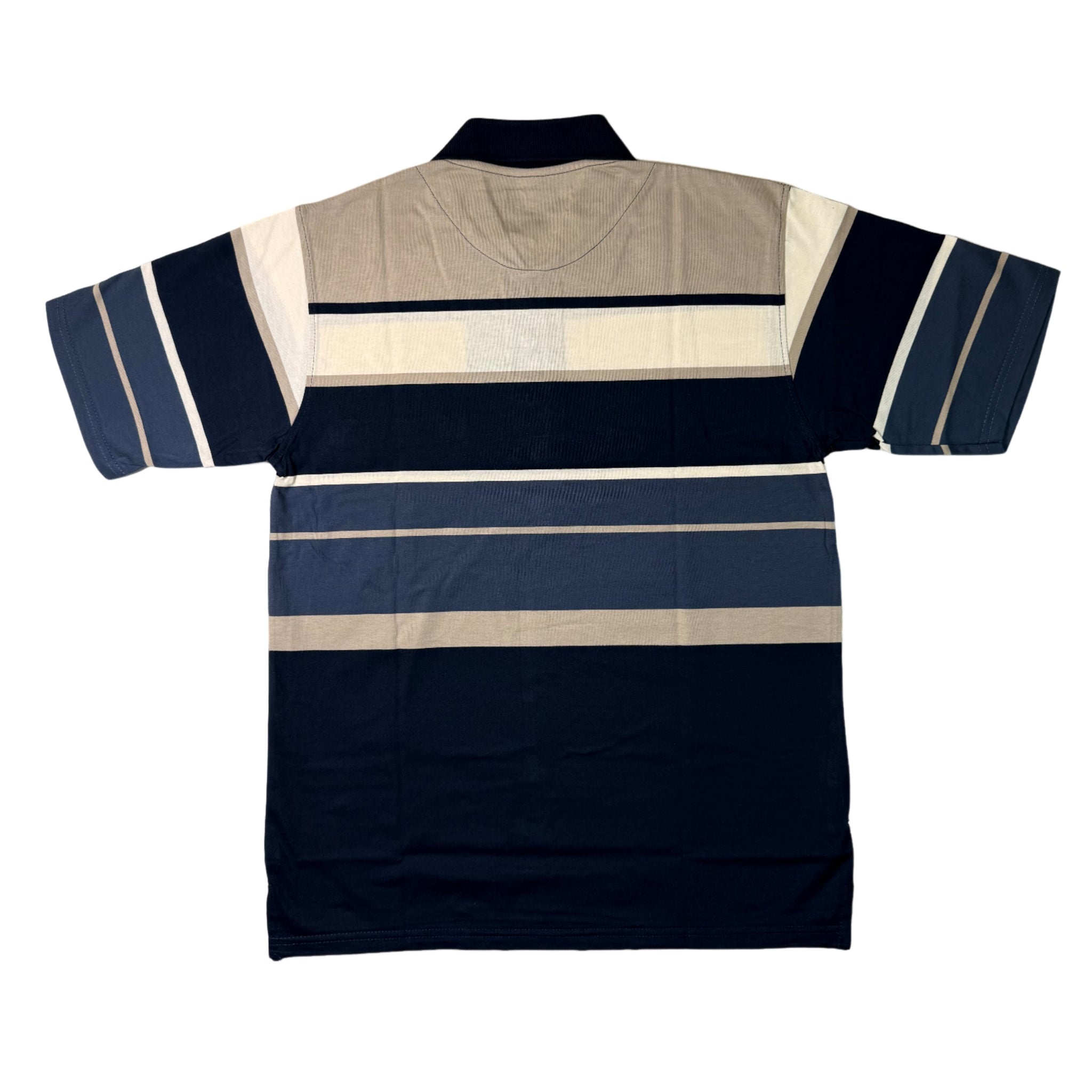 NEW GENTS Stone Multi Striped SS Golfer