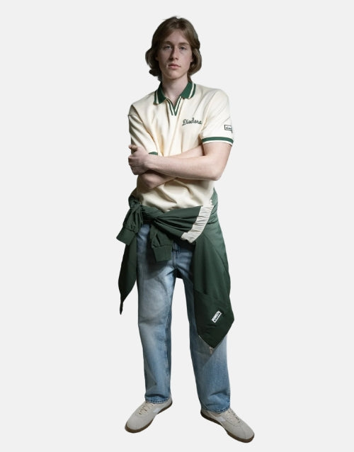 Diadora Ace White Green Polo Shirt