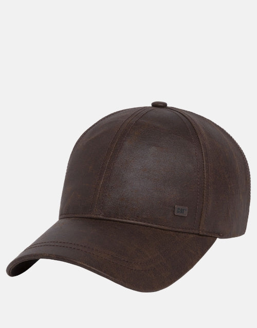 Caterpillar Faux Brown Leather Cap