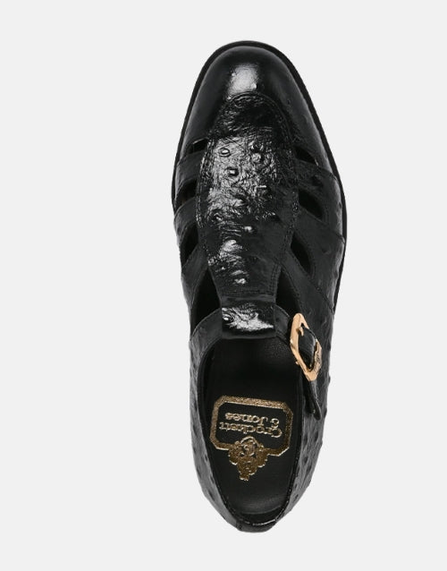 Crockett & Jones Leather Ostrich Myles Sandal Shoe