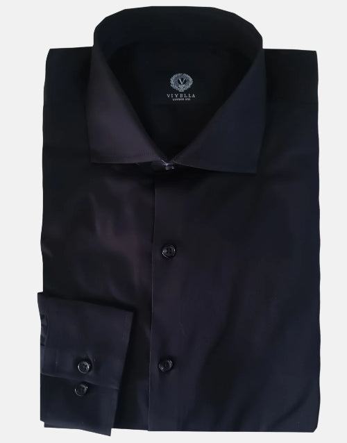 Viyella Mens Formal Plain Black LS Shirt