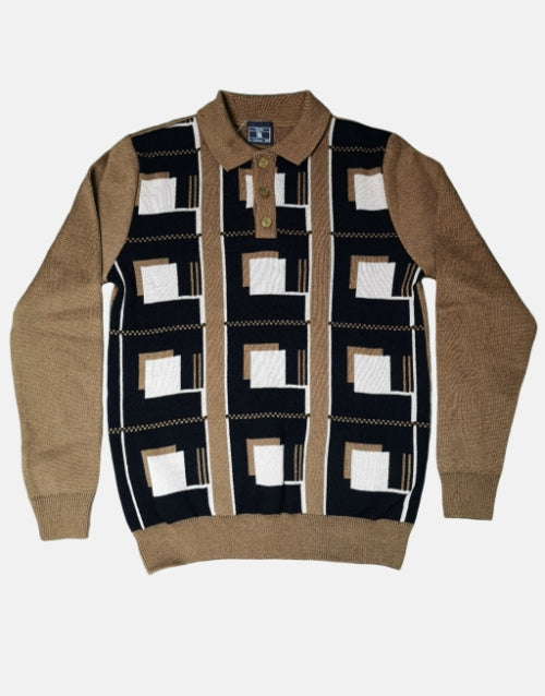 Rob Roy Tan Block Golfer Knitwear