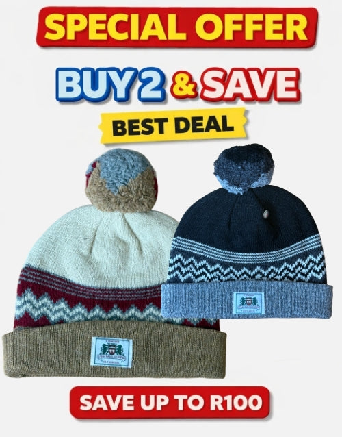 2 X STRACHAN & MYBURGH 100% Wool Beanie