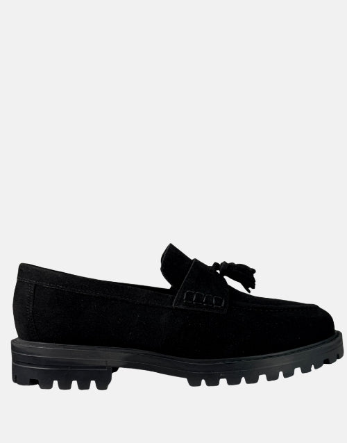 Filo Black Suede Tassel Moccasin