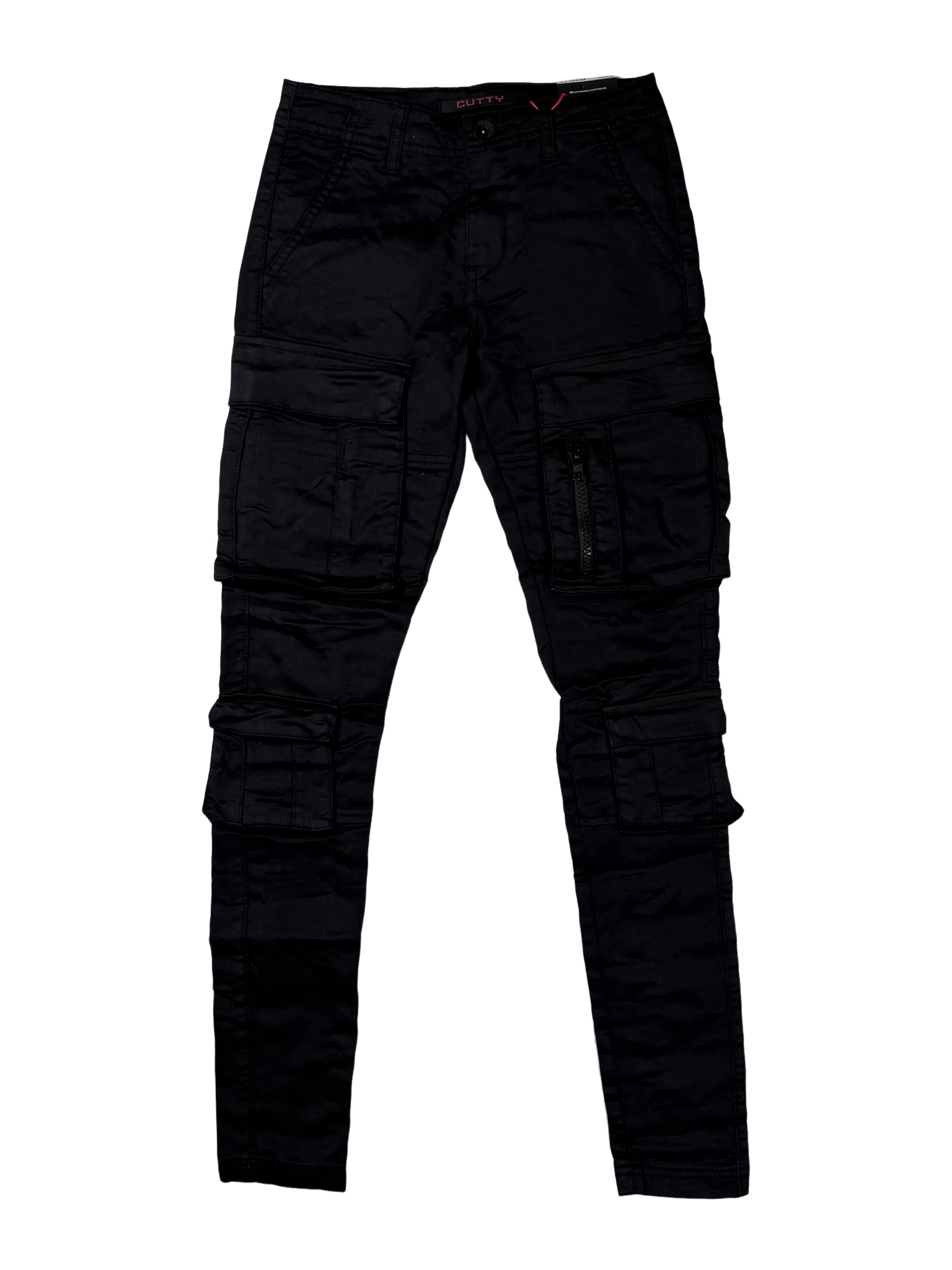 Cutty Vincent 8 Pocket Black Wax Skinny Jeans