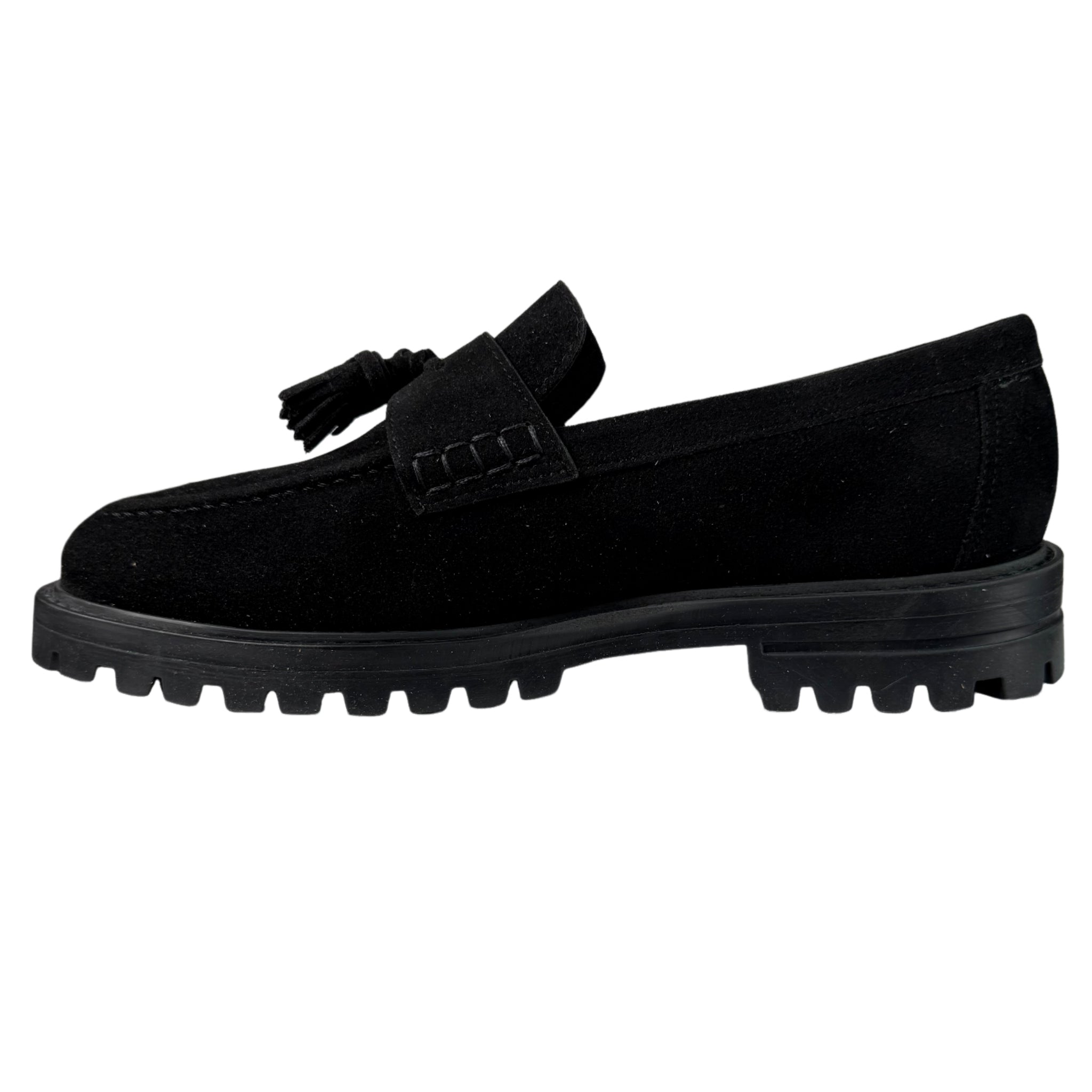 Filo Black Suede Tassel Moccasin