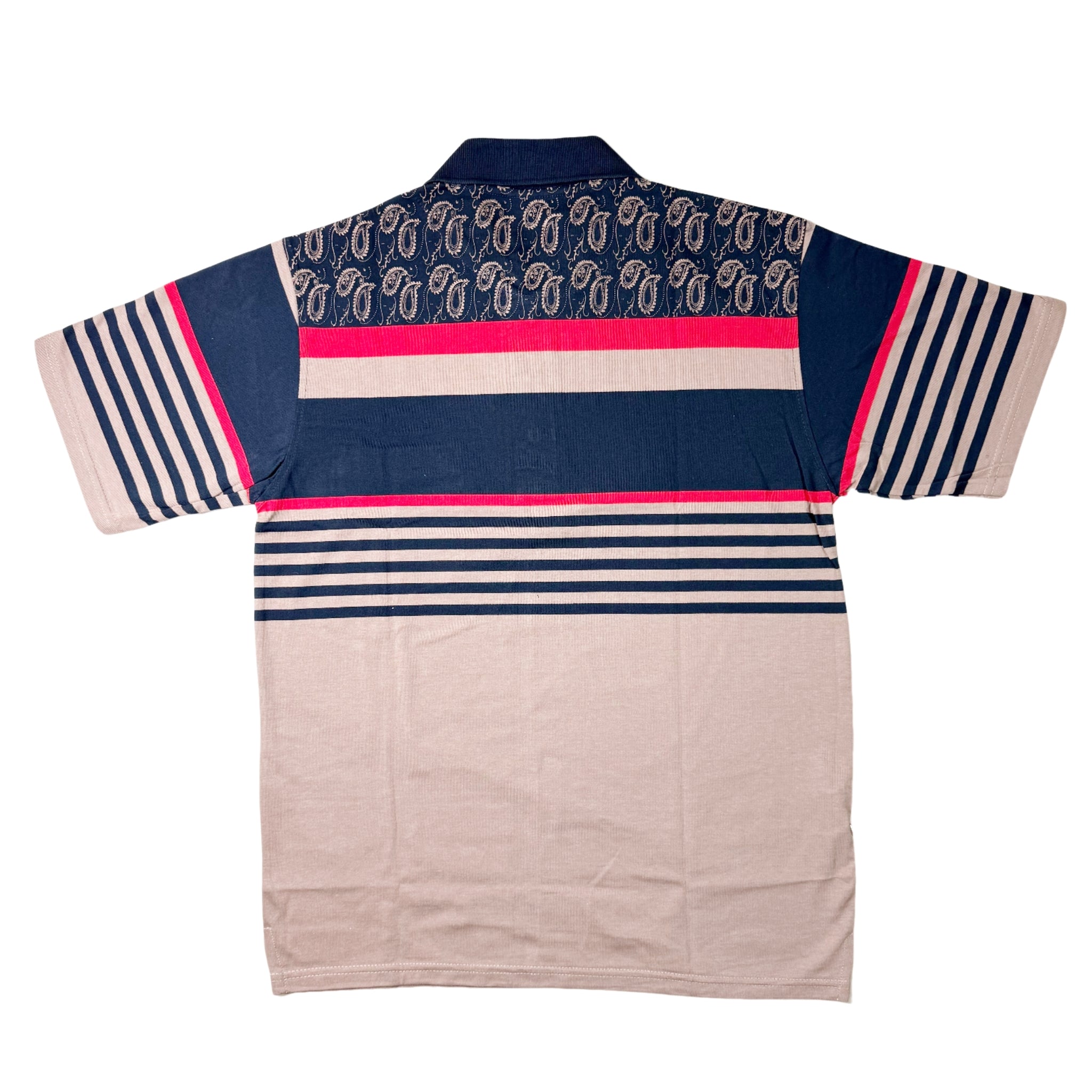 NEW GENTS Taupe Striped SS Golfer