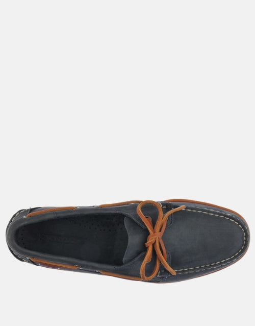 SEBAGO Navy & Tan Leather Boat Shoes for Men
