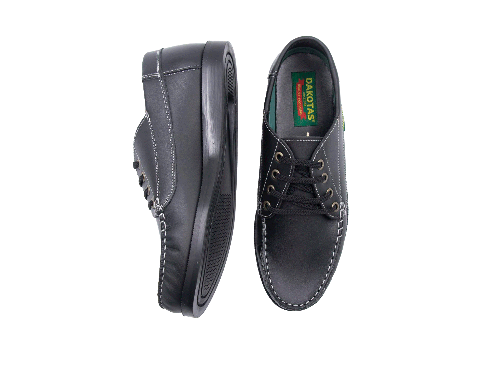 Dakotas Carson Leather Dockside Boat Shoe Black