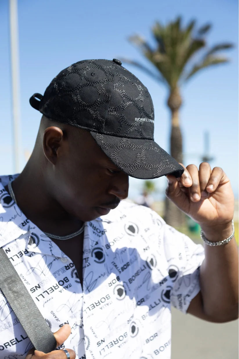 Borelli Black Etorre Embroidered Peak Cap