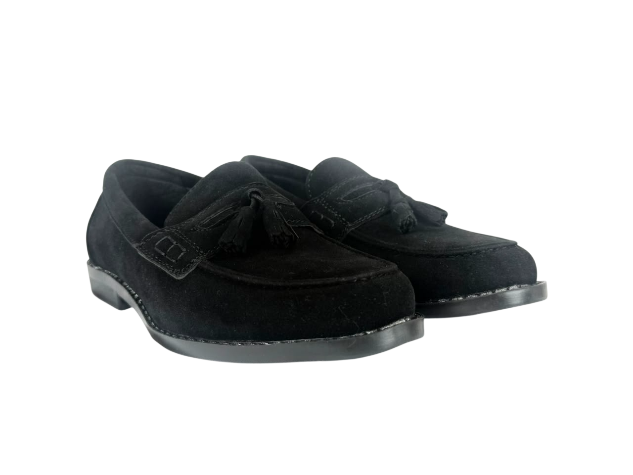 P Crouch Black Suede Tassle Moccassin
