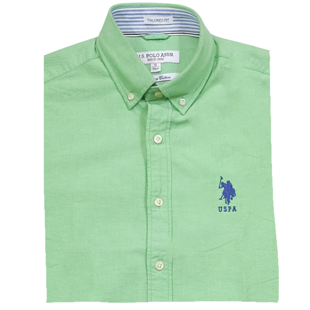 Polo USPA LS Woven Oxford Green Shirt