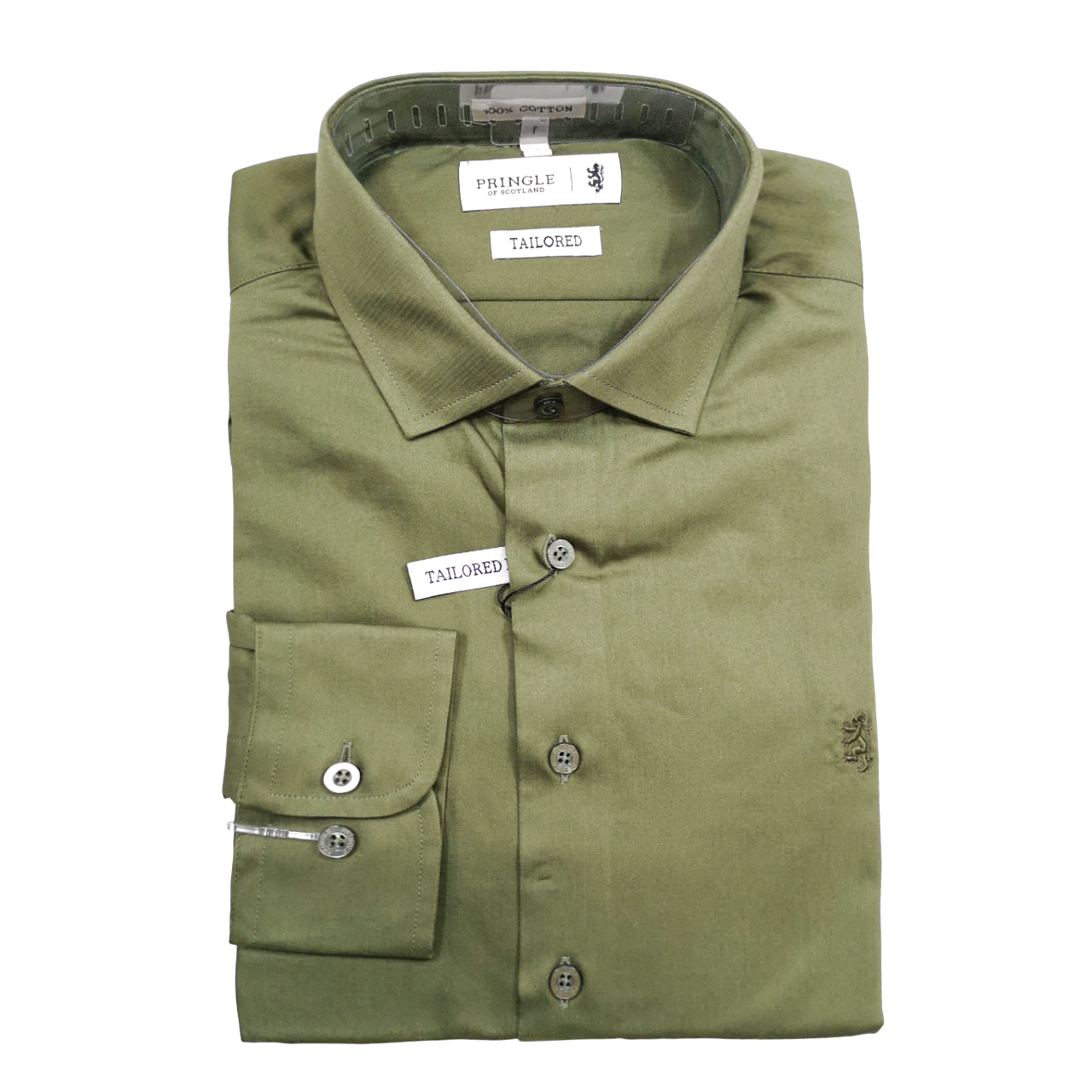 Pringle LS Slim Olive Tailored Fit Shirt