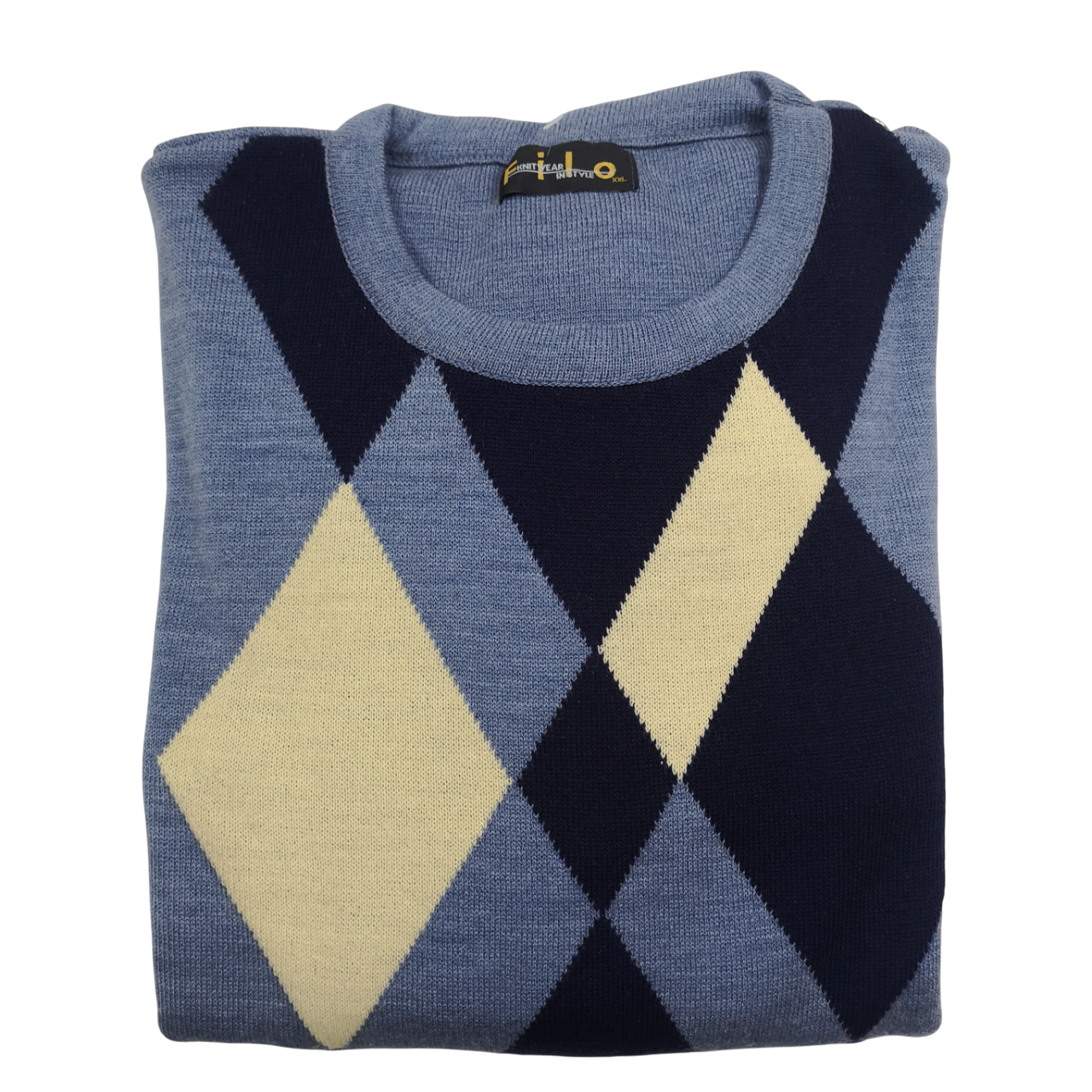 Filo Argyle Navy Blue Diamond Knitwear Jersey