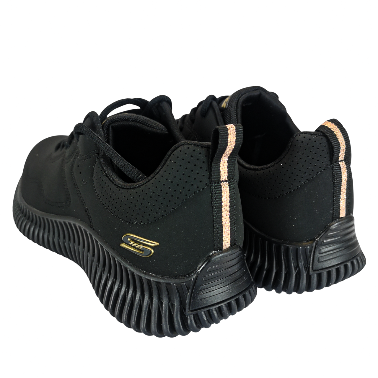 Skechers Leather Black Geo Ladies Sneaker