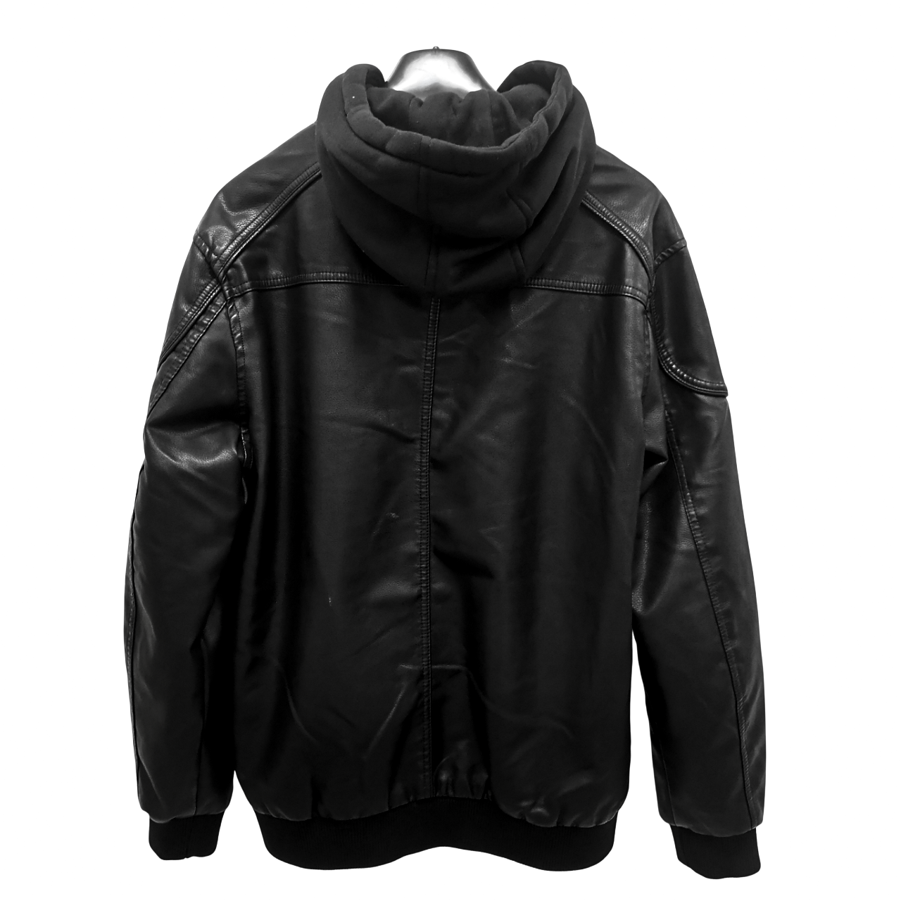 Leather PU Jacket with Hoody