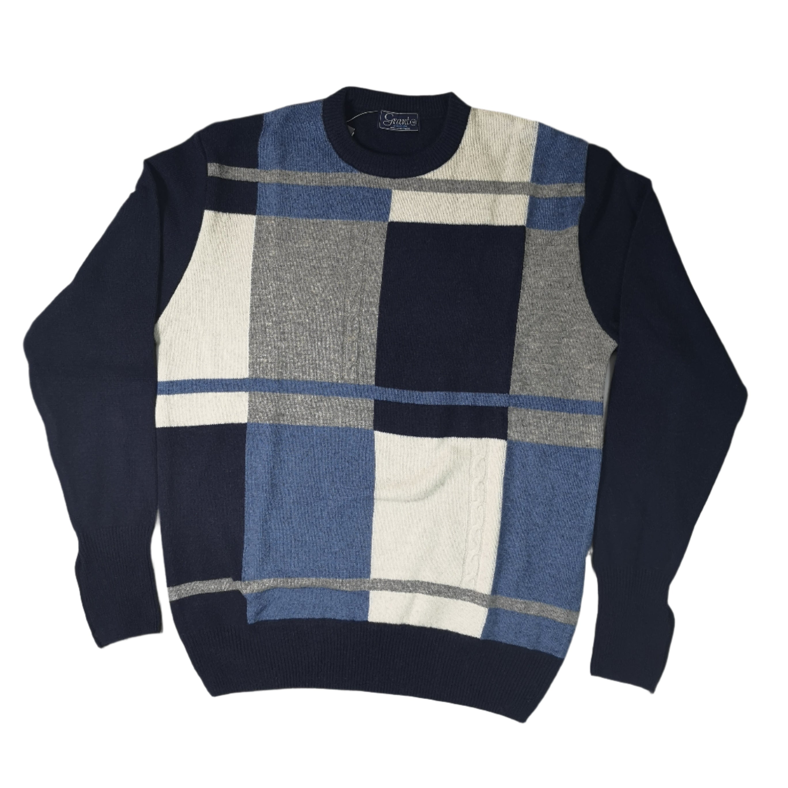 Grant of Scotland Block Navy Lambs Wool Knitwear