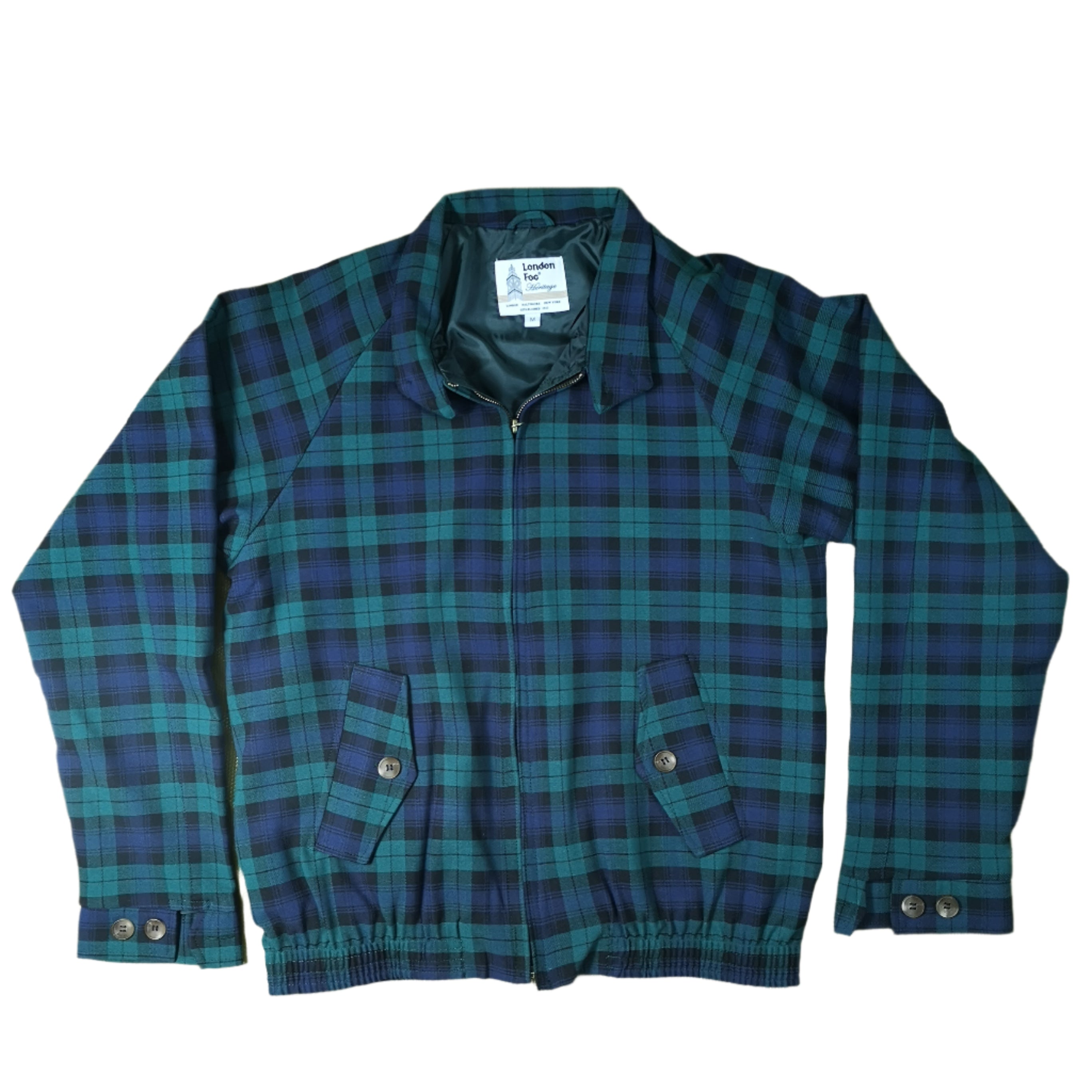 LONDON FOG Harrington CHECK HUNTING GREEN JACKET