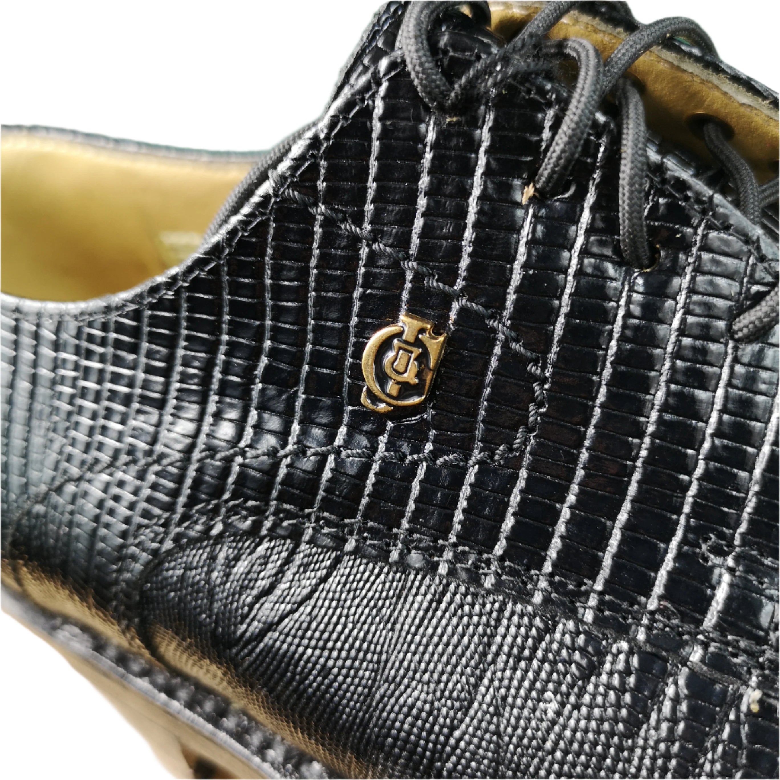 Crockett & Jones Kingston Leather Black Lizzard Shoe