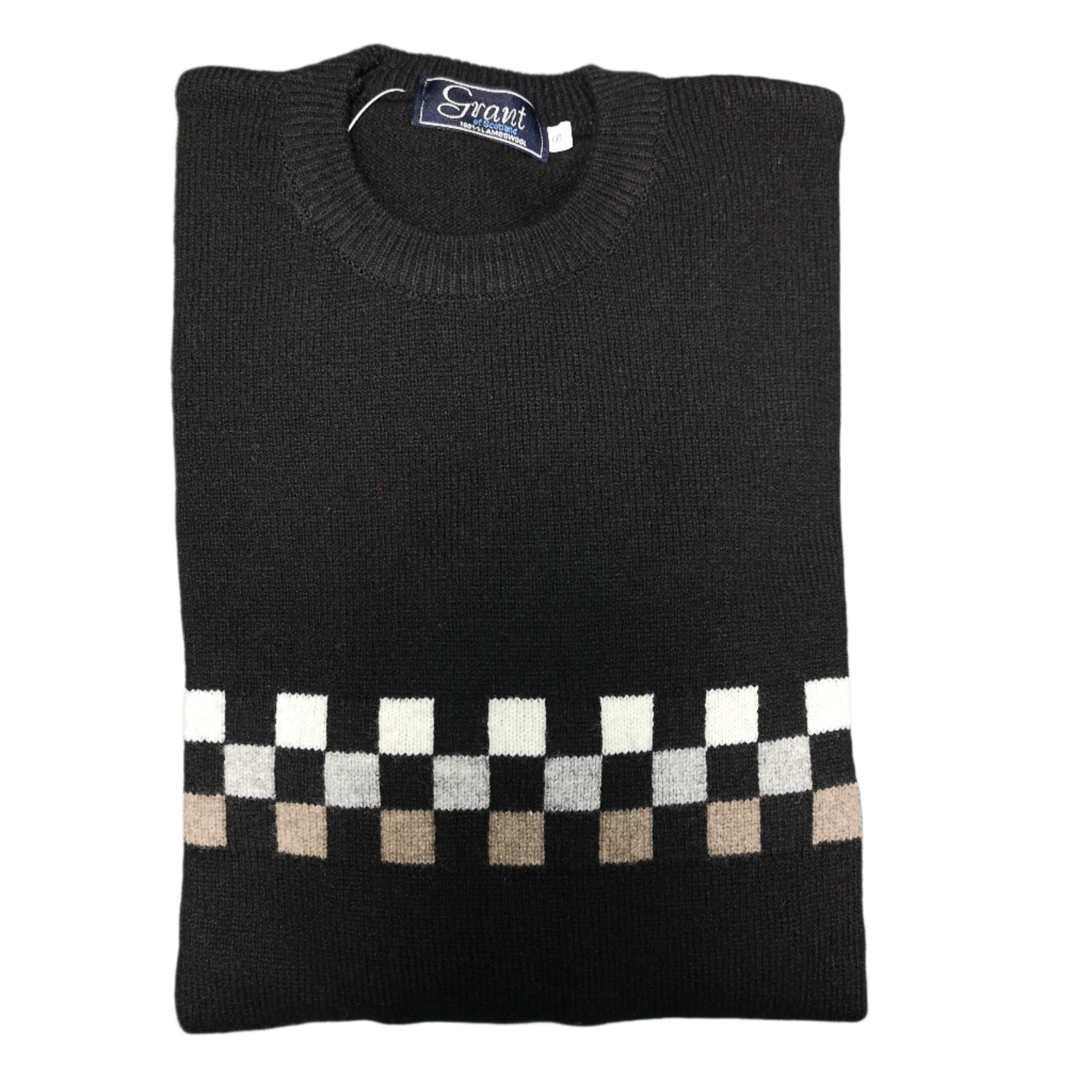 Grant of Scotland Color Block Black LambsWool Knitwear