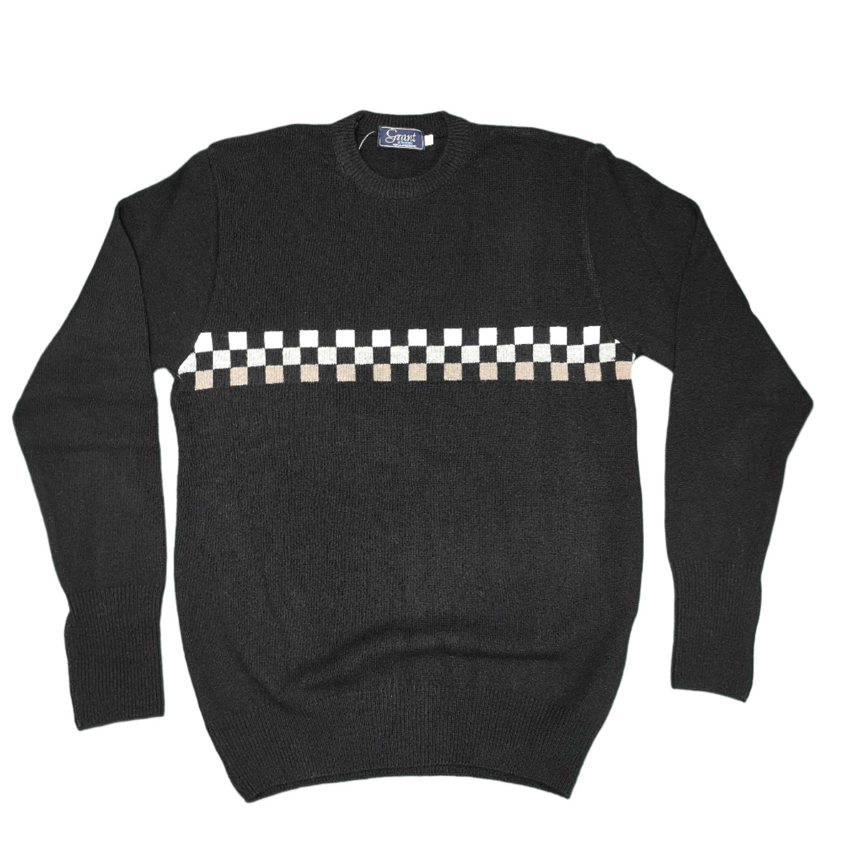 Grant of Scotland Color Block Black LambsWool Knitwear