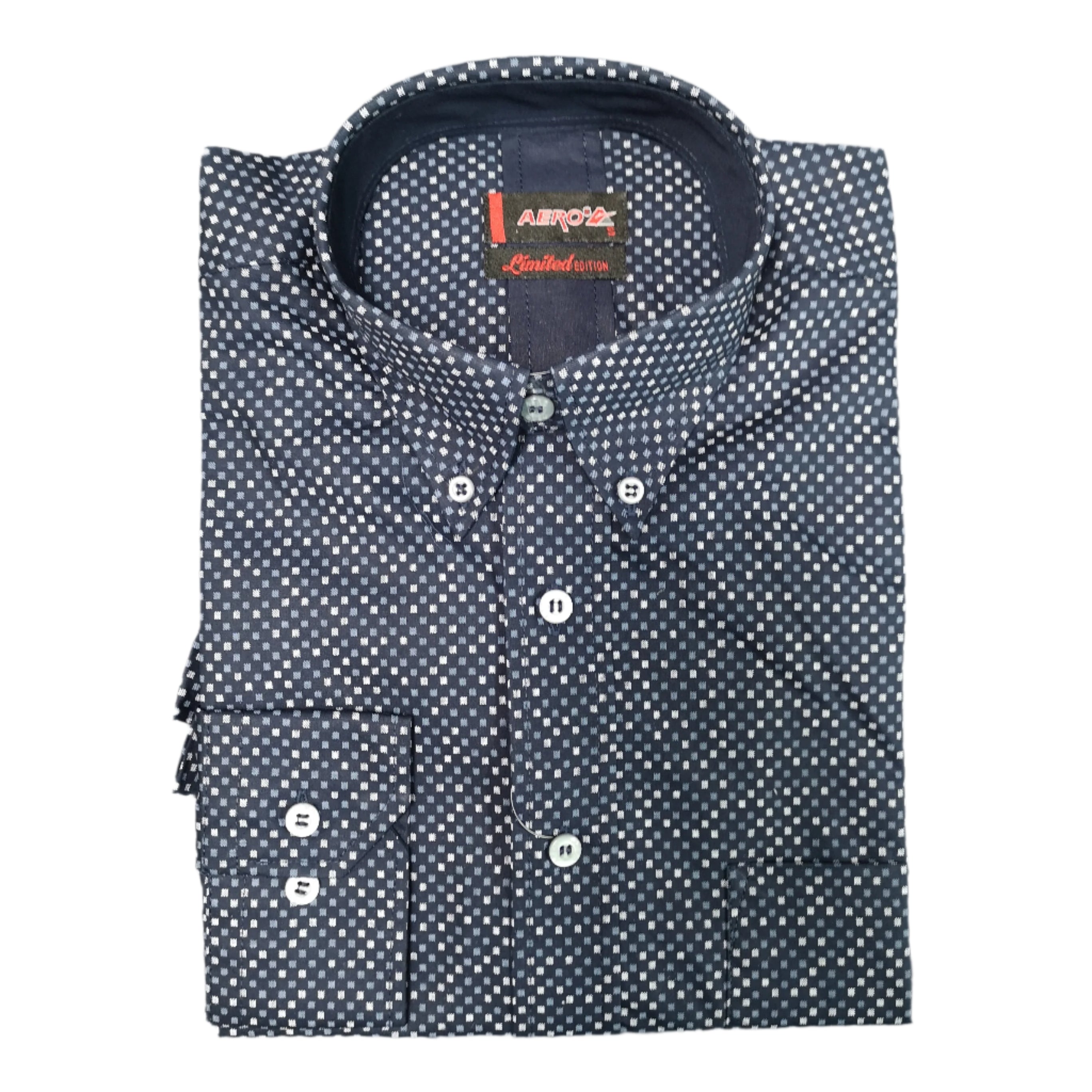 Aero LS Navy Block Shirt