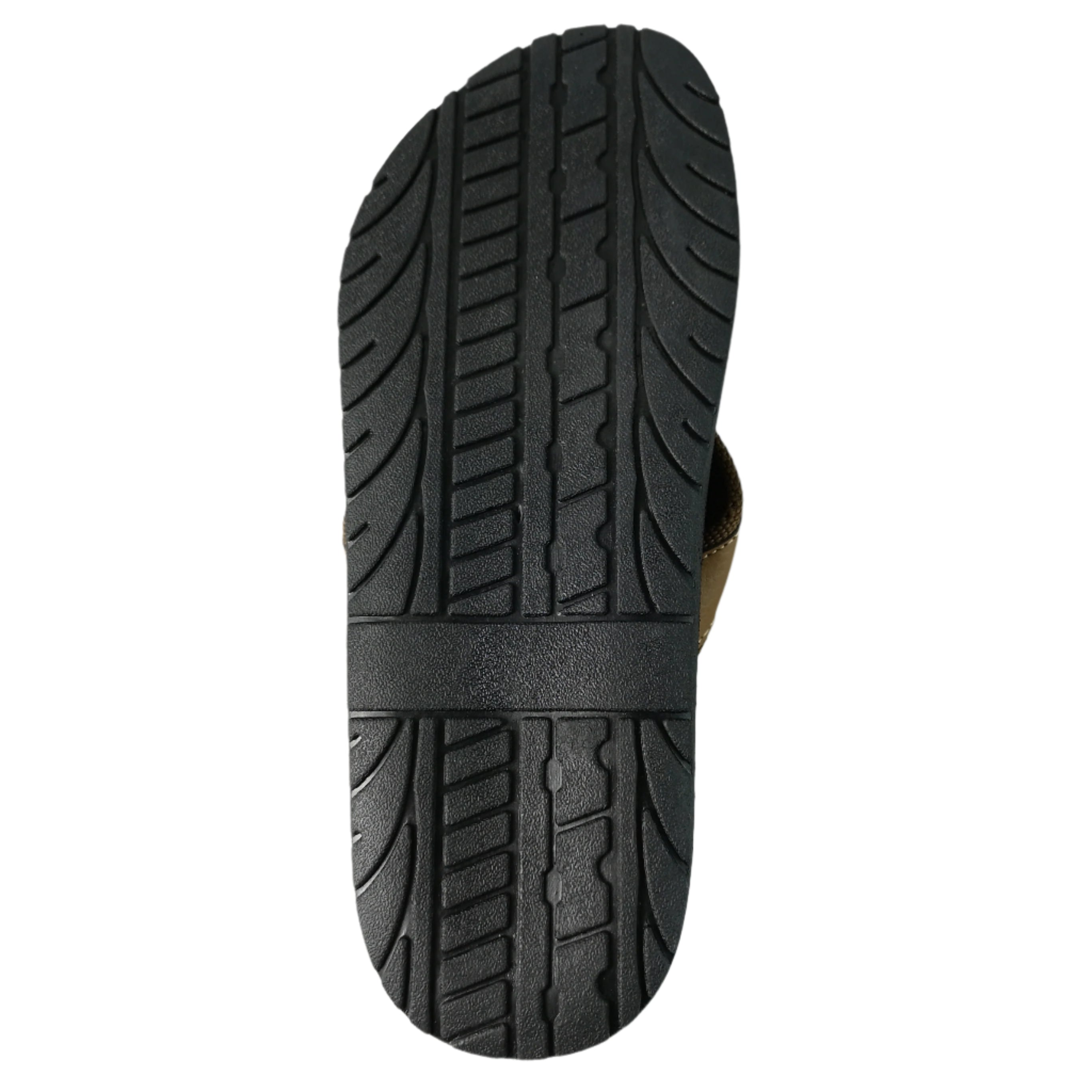 Close-up of a black rubber sole on a white background