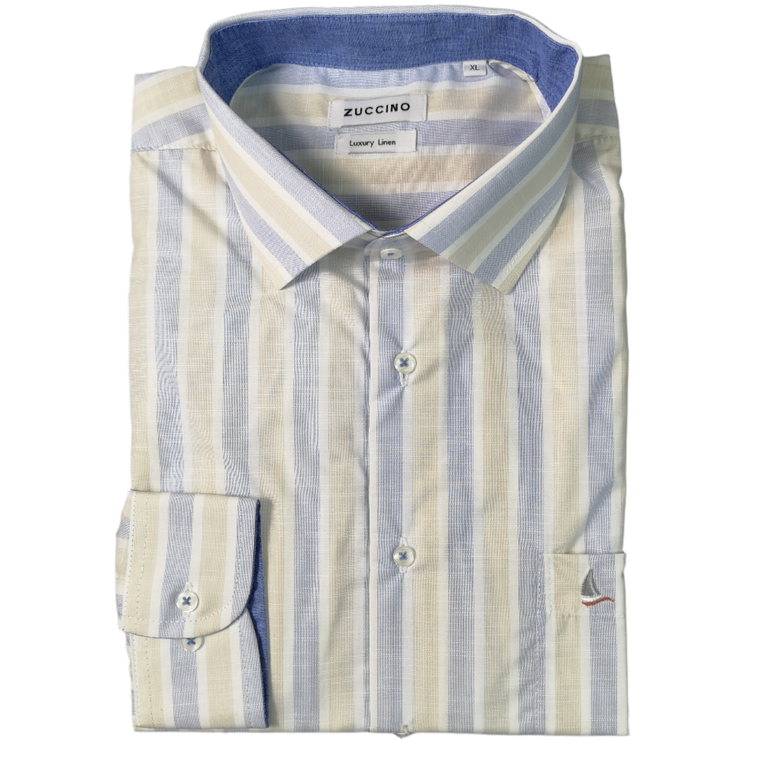 Zuccino Italy Stripe LS L.Blue Shirt