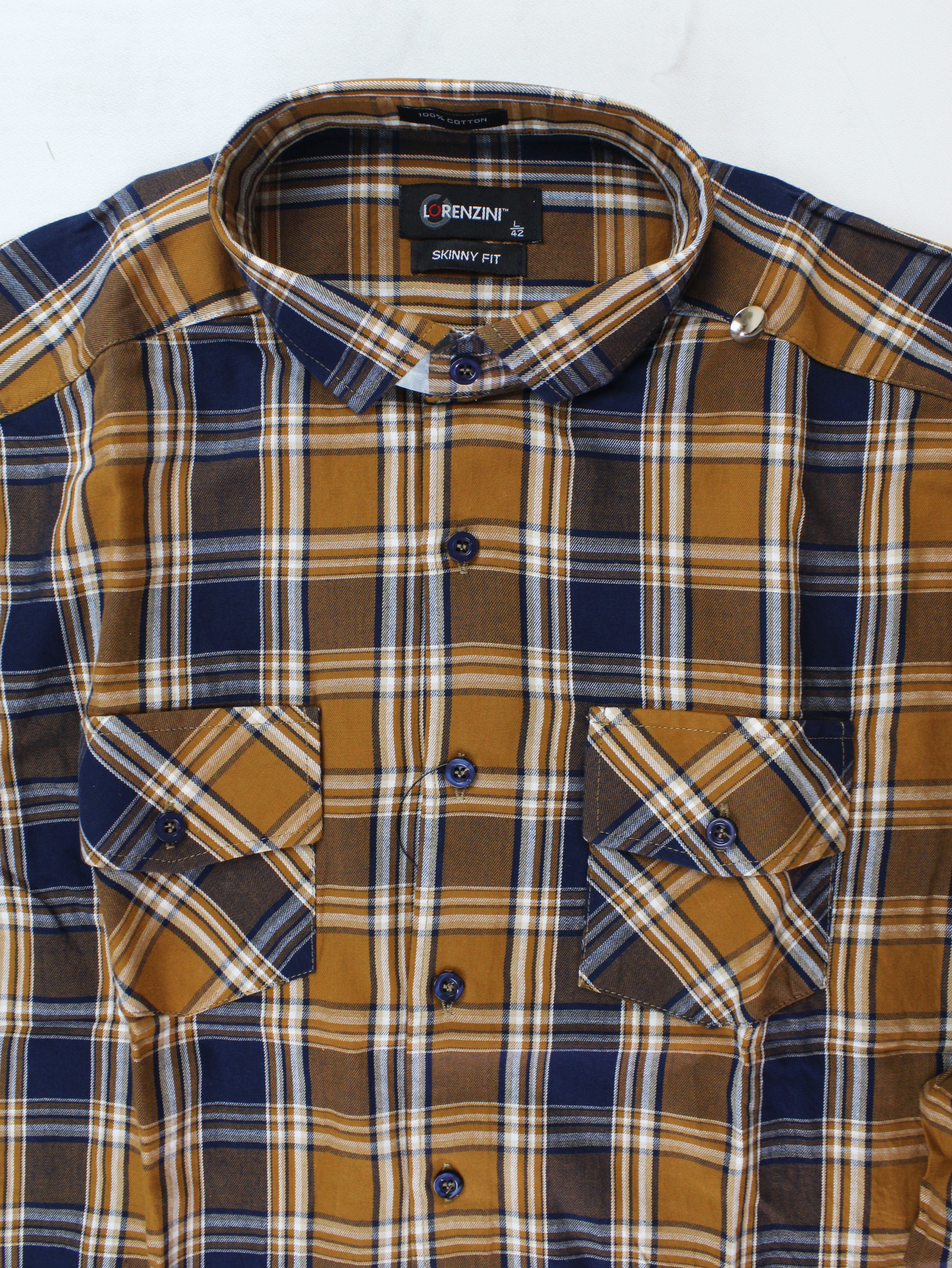 LORENZINI Brown Checkered L/S Shirt