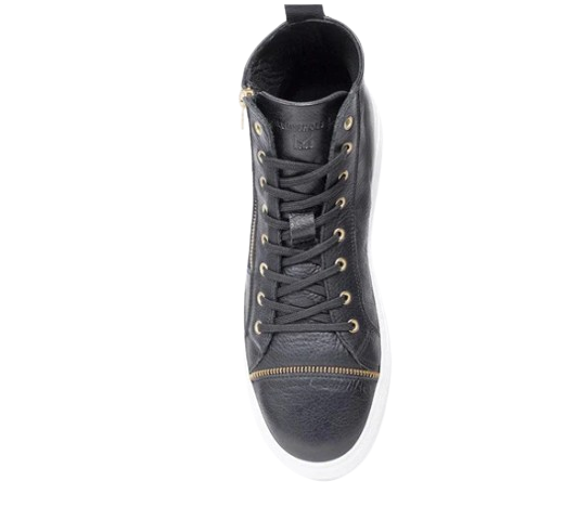 MMS Leather Black Boot 1/4 Zip Italian Sneaker
