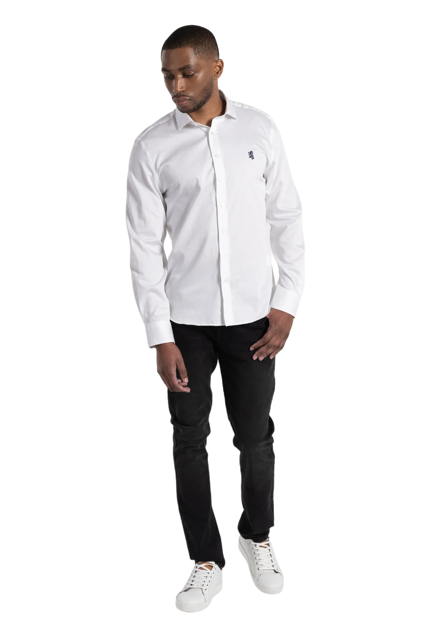 Pringle White LS Tailored Slim Fit Shirt