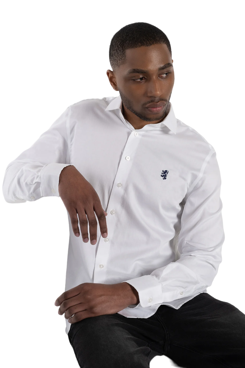 Pringle White LS Tailored Slim Fit Shirt