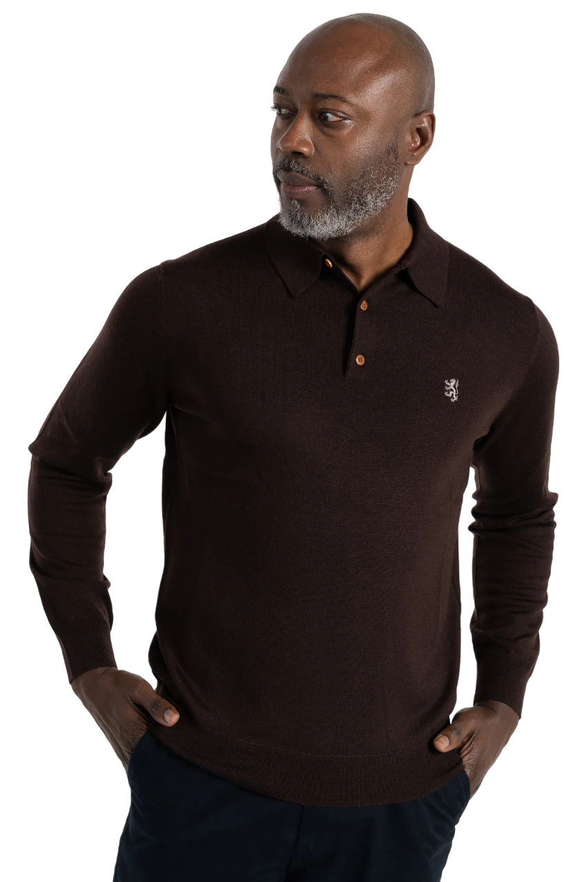 Pringle Gary Merino Knitwear Brown Golfer Sweater